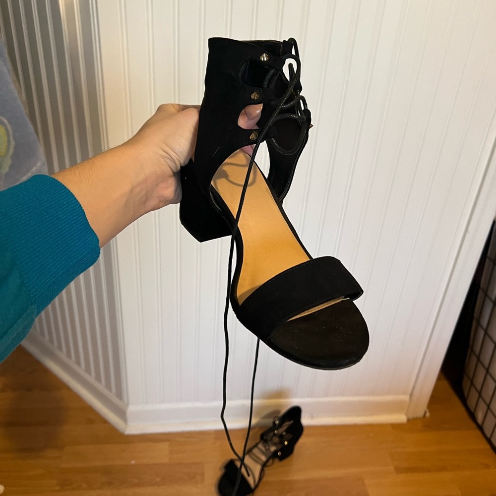 Black heels with ankle ties